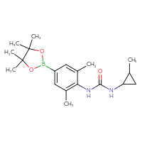 Chemical structure of 1-[2,6-dimethyl-4-(4,4,5,5-tetramethyl-1,3,2-dioxaborolan-2-yl)phenyl]-3-(2-methylcyclopropyl)urea - CSSB06308867024