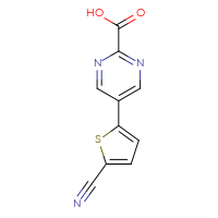 Chemical structure of 5-(5-cyanothiophen-2-yl)pyrimidine-2-carboxylic acid - CSSB00102716200