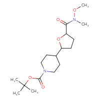 Chemical structure of tert-butyl 4-{5-[methoxy(methyl)carbamoyl]oxolan-2-yl}piperidine-1-carboxylate - CSSB01148880854