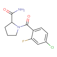 Chemical structure of 1-(4-chloro-2-fluorobenzoyl)pyrrolidine-2-carboxamide - CSSB00026116216