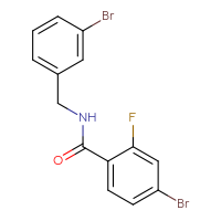 Chemical structure of 4-bromo-N-[(3-bromophenyl)methyl]-2-fluorobenzamide - CSSB00000658184