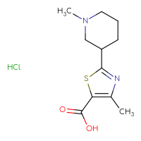 Chemical structure of 4-methyl-2-(1-methylpiperidin-3-yl)-1,3-thiazole-5-carboxylic acid hydrochloride - CSSB00133013687