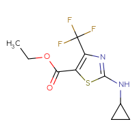 Chemical structure of ethyl 2-(cyclopropylamino)-4-(trifluoromethyl)-1,3-thiazole-5-carboxylate - CSSB00015198441