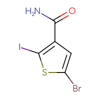 Chemical structure of 5-bromo-2-iodothiophene-3-carboxamide - CSSB06358888651