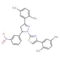 Chemical structure of 4-(2,5-dimethylphenyl)-2-[3-(2,5-dimethylphenyl)-5-(3-nitrophenyl)-4,5-dihydro-1H-pyrazol-1-yl]-1,3-thiazole - CSSB00121720828