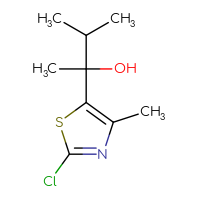 Chemical structure of 2-(2-chloro-4-methyl-1,3-thiazol-5-yl)-3-methylbutan-2-ol - CSSB21246469928