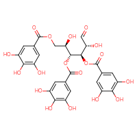 Chemical structure of (2R,3R,4R,5R)-2,5-dihydroxy-1-oxo-4,6-bis(3,4,5-trihydroxybenzoyloxy)hexan-3-yl 3,4,5-trihydroxybenzoate - CSSB20622561877