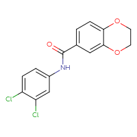 Chemical structure of N-(3,4-dichlorophenyl)-2,3-dihydro-1,4-benzodioxine-6-carboxamide - CSSB00046139728