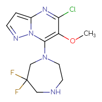 Chemical structure of 1-{5-chloro-6-methoxypyrazolo[1,5-a]pyrimidin-7-yl}-6,6-difluoro-1,4-diazepane - CSSS15279821560