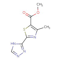 Chemical structure of methyl 4-methyl-2-(4H-1,2,4-triazol-3-yl)-1,3-thiazole-5-carboxylate - CSSB00011827988