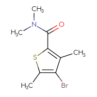 Chemical structure of 4-bromo-N,N,3,5-tetramethylthiophene-2-carboxamide - CSSB02495575411
