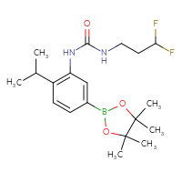 Chemical structure of 3-(3,3-difluoropropyl)-1-[2-(propan-2-yl)-5-(4,4,5,5-tetramethyl-1,3,2-dioxaborolan-2-yl)phenyl]urea - CSSB21332151722