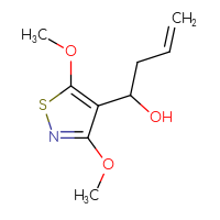 Chemical structure of 1-(3,5-dimethoxy-1,2-thiazol-4-yl)but-3-en-1-ol - CSSB00116816191