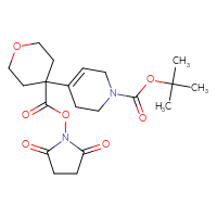Chemical structure of tert-butyl 4-(4-{[(2,5-dioxopyrrolidin-1-yl)oxy]carbonyl}oxan-4-yl)-1,2,3,6-tetrahydropyridine-1-carboxylate - CSSB20269493588