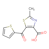 Chemical structure of 2-methyl-5-(thiophene-2-carbonyl)-1,3-thiazole-4-carboxylic acid - CSSB00010205743