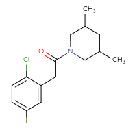 Chemical structure of 2-(2-chloro-5-fluorophenyl)-1-(3,5-dimethylpiperidin-1-yl)ethan-1-one - CSSB01384572926