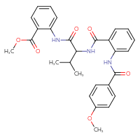 Chemical structure of methyl 2-(2-{[2-(4-methoxybenzamido)phenyl]formamido}-3-methylbutanamido)benzoate - CSSB00102627271