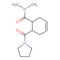 Chemical structure of N,N-dimethyl-6-(pyrrolidine-1-carbonyl)cyclohex-3-ene-1-carboxamide - CSSB07101181952