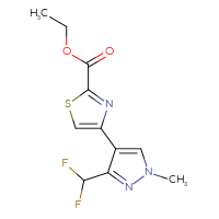 Chemical structure of ethyl 4-[3-(difluoromethyl)-1-methyl-1H-pyrazol-4-yl]-1,3-thiazole-2-carboxylate - CSSB01206998954