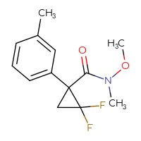 Chemical structure of 2,2-difluoro-N-methoxy-N-methyl-1-(3-methylphenyl)cyclopropane-1-carboxamide - CSSB01213300971