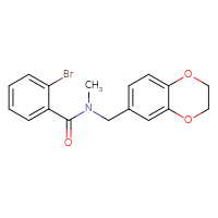 Chemical structure of 2-bromo-N-[(2,3-dihydro-1,4-benzodioxin-6-yl)methyl]-N-methylbenzamide - CSSB00105901440