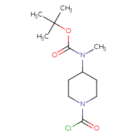 Chemical structure of tert-butyl N-[1-(carbonochloridoyl)piperidin-4-yl]-N-methylcarbamate - CSSB00153512852