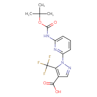 Chemical structure of 1-(6-{[(tert-butoxy)carbonyl]amino}pyridin-2-yl)-5-(trifluoromethyl)-1H-pyrazole-4-carboxylic acid - CSSB20572401676