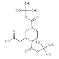 Chemical structure of 2-{1,4-bis[(tert-butoxy)carbonyl]piperazin-2-yl}acetic acid - CSSB00010185499