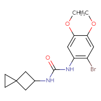 Chemical structure of 1-(2-bromo-4,5-dimethoxyphenyl)-3-{spiro[2.3]hexan-5-yl}urea - CSSB00952970452