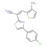 Chemical structure of (2Z)-2-[4-(4-chlorophenyl)-1,3-thiazol-2-yl]-3-(3-methylthiophen-2-yl)prop-2-enenitrile - CSSB00159997287