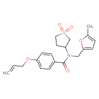 Chemical structure of N-(1,1-dioxo-1λ⁶-thiolan-3-yl)-N-[(5-methylfuran-2-yl)methyl]-4-(prop-2-en-1-yloxy)benzamide - CSSB00026753907