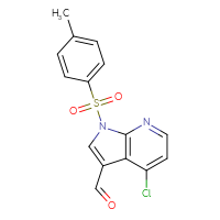 Chemical structure of 4-chloro-1-(4-methylbenzenesulfonyl)-1H-pyrrolo[2,3-b]pyridine-3-carbaldehyde - CSSB21332146078
