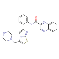 Chemical structure of N-(2-{3-[(piperazin-1-yl)methyl]imidazo[2,1-b][1,3]thiazol-6-yl}phenyl)quinoxaline-2-carboxamide - CSSB00020628925