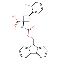 Chemical structure of (1s,3s)-1-({[(9H-fluoren-9-yl)methoxy]carbonyl}amino)-3-(2-fluorophenyl)cyclobutane-1-carboxylic acid - CSSB14897802073