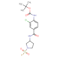 Chemical structure of tert-butyl N-(2-chloro-4-{[1-(fluorosulfonyl)pyrrolidin-3-yl]carbamoyl}phenyl)carbamate - CSSB02544205397