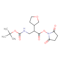 Chemical structure of 2,5-dioxopyrrolidin-1-yl 3-{[(tert-butoxy)carbonyl]amino}-2-(oxolan-3-yl)propanoate - CSSB20270950006