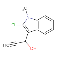 Chemical structure of 1-(2-chloro-1-methyl-1H-indol-3-yl)prop-2-yn-1-ol - CSSB21246420367