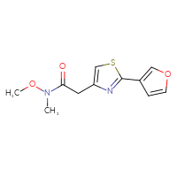 Chemical structure of 2-[2-(furan-3-yl)-1,3-thiazol-4-yl]-N-methoxy-N-methylacetamide - CSSB01997985061