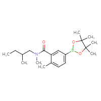 Chemical structure of N,2-dimethyl-N-(2-methylbutyl)-5-(4,4,5,5-tetramethyl-1,3,2-dioxaborolan-2-yl)benzamide - CSSB02533505991
