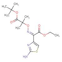 Chemical structure of tert-butyl 2-{[(Z)-[1-(2-amino-1,3-thiazol-4-yl)-2-ethoxy-2-oxoethylidene]amino]oxy}-2-methylpropanoate - CSSB00016988926