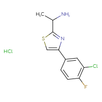 Chemical structure of 1-[4-(3-chloro-4-fluorophenyl)-1,3-thiazol-2-yl]ethan-1-amine hydrochloride - CSSB21189751303