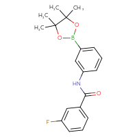 Chemical structure of 3-fluoro-N-[3-(4,4,5,5-tetramethyl-1,3,2-dioxaborolan-2-yl)phenyl]benzamide - CSSB00018276494