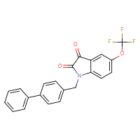Chemical structure of 1-({[1,1'-biphenyl]-4-yl}methyl)-5-(trifluoromethoxy)-2,3-dihydro-1H-indole-2,3-dione - CSSB00102511956