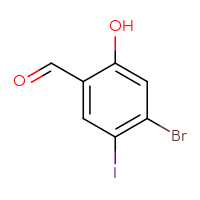 Chemical structure of 4-bromo-2-hydroxy-5-iodobenzaldehyde - CSSB00021416419