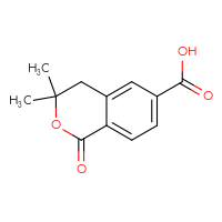 Chemical structure of 3,3-dimethyl-1-oxo-3,4-dihydro-1H-2-benzopyran-6-carboxylic acid - CSSB14948214830