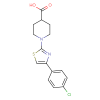 Chemical structure of 1-[4-(4-chlorophenyl)-1,3-thiazol-2-yl]piperidine-4-carboxylic acid - CSSB00025727032