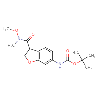 Chemical structure of tert-butyl N-{3-[methoxy(methyl)carbamoyl]-2,3-dihydro-1-benzofuran-6-yl}carbamate - CSSB21151591684
