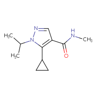 Chemical structure of 5-cyclopropyl-N-methyl-1-(propan-2-yl)-1H-pyrazole-4-carboxamide - CSSB02283619701