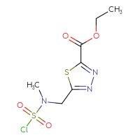 Chemical structure of ethyl 5-{[(chlorosulfonyl)(methyl)amino]methyl}-1,3,4-thiadiazole-2-carboxylate - CSSB21224764491