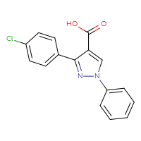 Chemical structure of 3-(4-chlorophenyl)-1-phenyl-1H-pyrazole-4-carboxylic acid - CSSB00000680278
